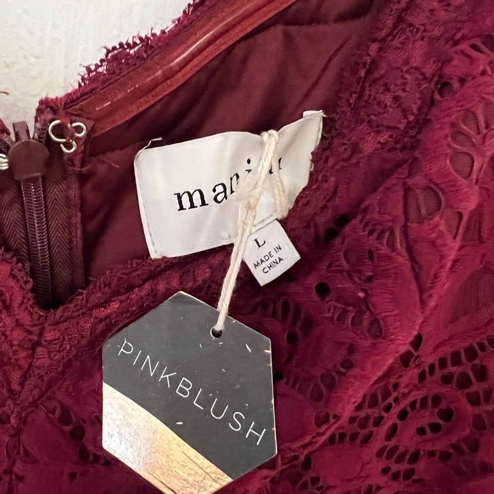 PinkBlush Burgundy Lace Off Shoulder Maternity Maxi Dress - large NWT - Picture 3 of 3
